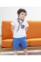 Unisex White T-shirt with Detachable Scarf