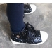 Mid-Cut Black Poka Dot Shoes(PVC Material)