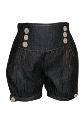 Black High Waist Denim Cotton Shorts