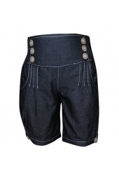 Blue High Waist Denim Cotton Shorts