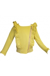 Yellow Cropped Zipped-Up Jacket