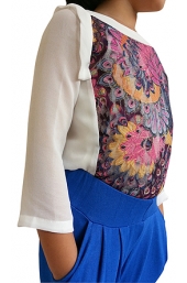 White Feather Printed Blouse