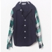 Navy Blue Shirt with Green Checks