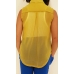 Mustard Yellow Button Sleeveless Blouse