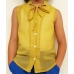Mustard Yellow Button Sleeveless Blouse