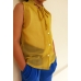 Mustard Yellow Button Sleeveless Blouse